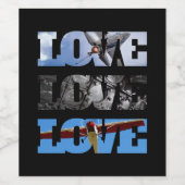 飛行機の写真LOVEフレーム、航空誕生日W ワインラベル (シングルラベル)