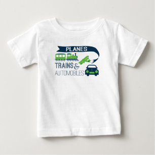 飛行機の列車および自動車子供のワイシャツ ベビーTシャツ