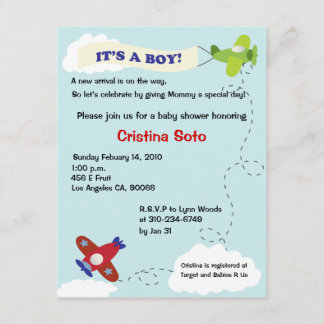 飛行機の到着 招待状