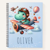 飛行機の可愛い飛んでいるトレックス魅力的恐竜 ノートブック (正面)