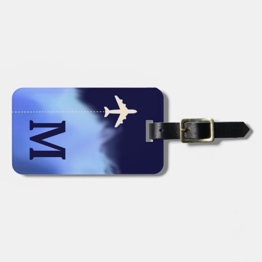 飛行機の名パーソナライズされた前とイニシャル ラゲッジタグ (正面横)