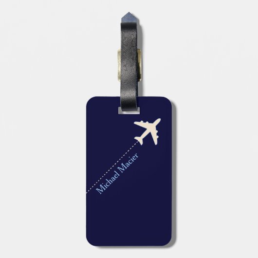 飛行機の名パーソナライズされた前とイニシャル ラゲッジタグ (裏面縦)