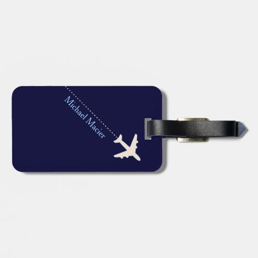 飛行機の名パーソナライズされた前とイニシャル ラゲッジタグ (裏面横)