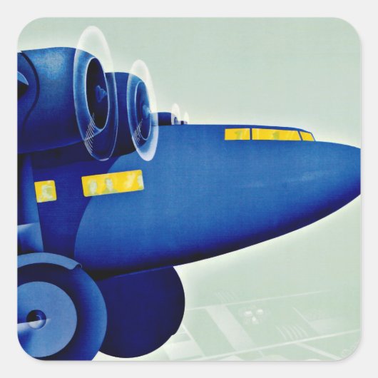 飛行機の四角いステッカー スクエアシール (正面)