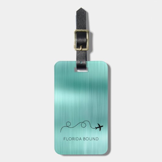 飛行機の場所飛んでいる旅行アドベンチャーメタリック ラゲッジタグ (正面縦)