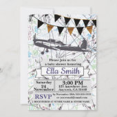 飛行機の女の赤ちゃんのシャワーの招待状 招待状 (正面)