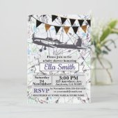 飛行機の女の赤ちゃんのシャワーの招待状 招待状 (スタンド正面)