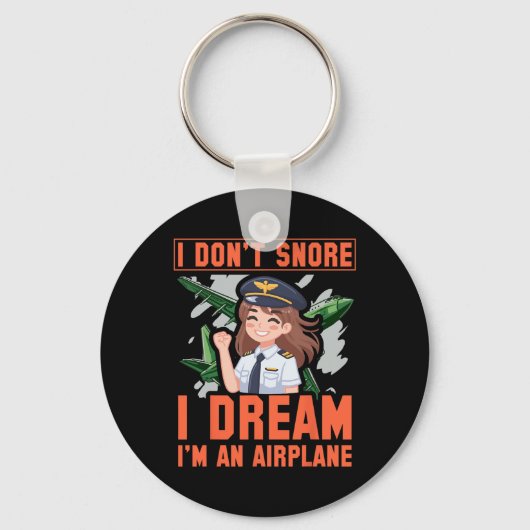 飛行機の女性の夢を見て泣くなおもしろいい キーホルダー (正面)