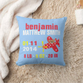 飛行機の子犬カスタムベビー誕生のお知らせ クッション (ブランケット)