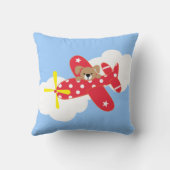 飛行機の子犬カスタムベビー誕生のお知らせ クッション (裏面)