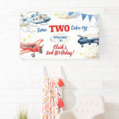 飛行機の少年 2歳の誕生日 大きなバナー 横断幕 (インサイチュ)