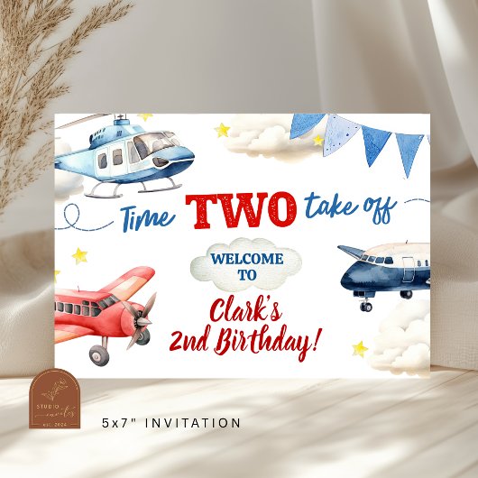 飛行機の少年 2歳の誕生日 大きなバナー 横断幕