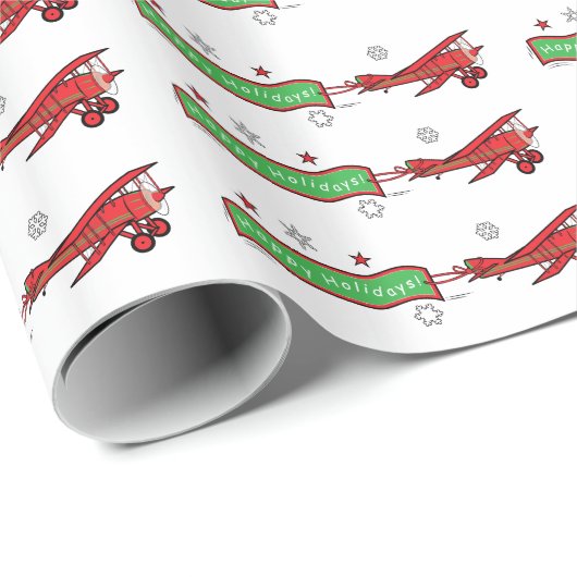 飛行機の幸せな休日のクリスマス ラッピングペーパー (ロールコーナー)