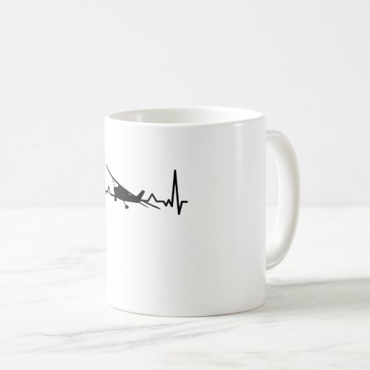 飛行機の心拍数が小さい航空機のパイロットギフト コーヒーマグカップ (正面右)