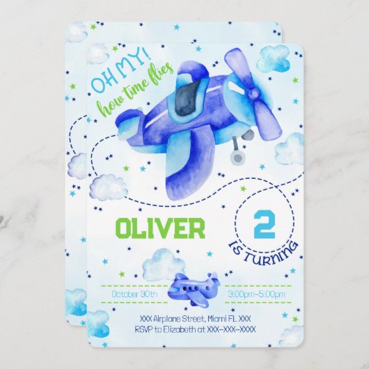 飛行機の招待状 招待状 (正面/裏面)