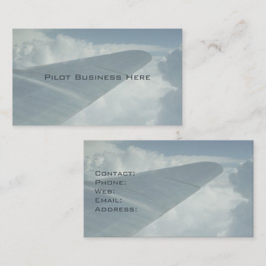 飛行機の操縦士 雲の中を飛ぶ飛行機の翼 名刺 (正面/裏面)
