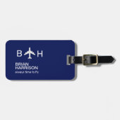 飛行機の旅を常に飛行する時間 ラゲッジタグ (正面横)