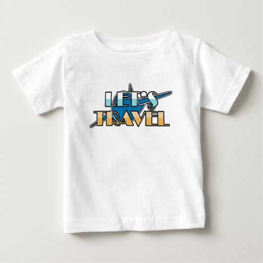 飛行機の旅デザイン ベビーTシャツ (正面)