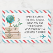 飛行機の旅行ベビーシャワー散水ミニワイン スパークリングワインラベル (シングルラベル)