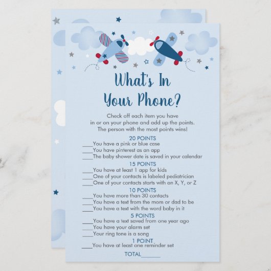 飛行機の星が雲あなたの電話ゲームの中にあるものを (正面/裏面)