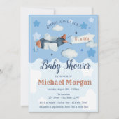 飛行機の星が雲それは男の子のシャワーだ 招待状 (正面)