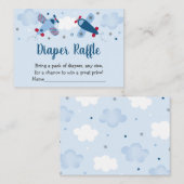 飛行機の星の雲赤ちゃんシャワーおむつラッフル エンクロージャーカード (正面/裏面)