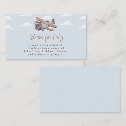 飛行機の本ベビー、旅行ベビーシャワー エンクロージャーカード (正面/裏面)