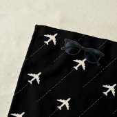 飛行機の模様は黒いビーチのパイロット ビーチタオル (インサイチュ)