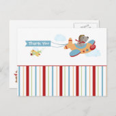 飛行機の犬パイロット少年の感謝していあなたの葉書 ポストカード (正面/裏面)