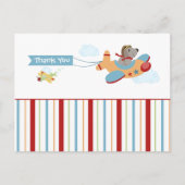 飛行機の犬パイロット少年の感謝していあなたの葉書 ポストカード (正面)
