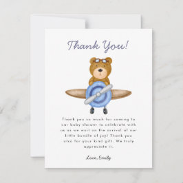 飛行機の男の子の赤ちゃんシャワー サンキューカード
