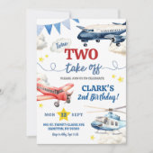 飛行機の男の子2歳の誕生日 招待状 (正面)