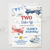 飛行機の男の子2歳の誕生日 招待状 (正面)