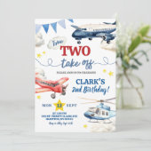 飛行機の男の子2歳の誕生日 招待状 (スタンド正面)