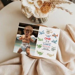 飛行機の男の子 1歳の誕生日 | 空をテーマにした楽しいパーティー 招待状