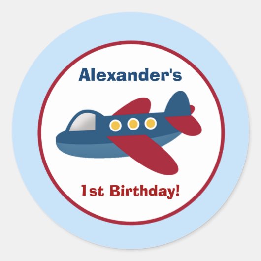 飛行機の町のラウンドカスタムの好意ステッカー ラウンドシール (正面)