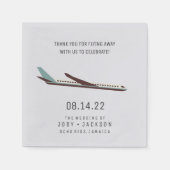 飛行機の目的地のウェディングナプキン スタンダードカクテルナプキン (正面)