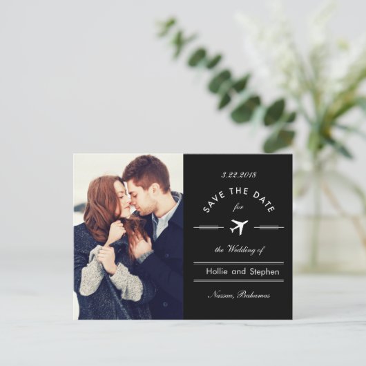 飛行機の目的地の日付はがき 案内ポストカード (スタンド正面)