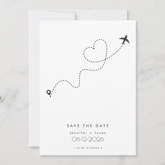 飛行機の目的地の結婚式の写真の日付を保存 セーブザデート (正面)