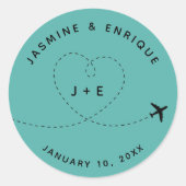 飛行機の目的地の結婚式 ラウンドシール (正面)