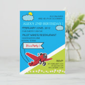 飛行機の着陸 - 子供の誕生日招待状-4 招待状 (スタンド正面)