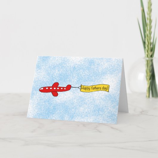 飛行機の空のバナー「ハッピーファーザーズ・デイ」漫画 カード (正面)