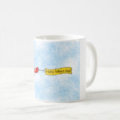 飛行機の空のバナー「ハッピーファーザーズ・デイ」漫画 コーヒーマグカップ (正面右)