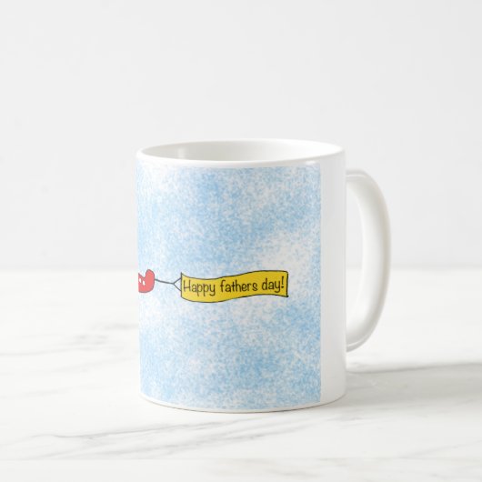 飛行機の空のバナー「ハッピーファーザーズ・デイ」漫画 コーヒーマグカップ (正面右)