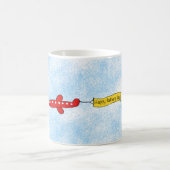 飛行機の空のバナー「ハッピーファーザーズ・デイ」漫画 コーヒーマグカップ (中央)