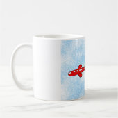 飛行機の空のバナー「ハッピーファーザーズ・デイ」漫画 コーヒーマグカップ (左)