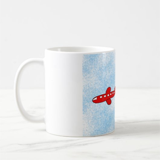 飛行機の空のバナー「ハッピーファーザーズ・デイ」漫画 コーヒーマグカップ (左)