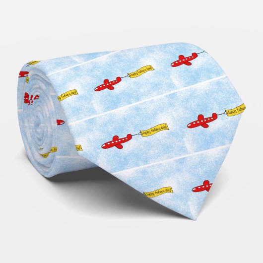 飛行機の空のバナー「ハッピーファーザーズ・デイ」漫画 ネクタイ (ロール)