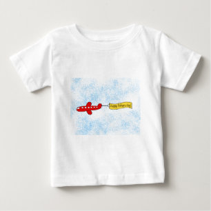 飛行機の空のバナー「ハッピーファーザーズ・デイ」漫画 ベビーTシャツ