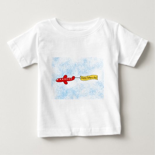 飛行機の空のバナー「ハッピーファーザーズ・デイ」漫画 ベビーTシャツ (正面)